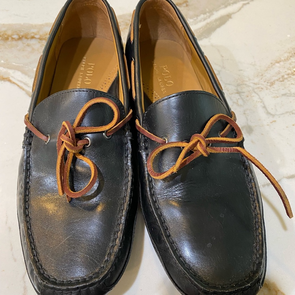 Polo Ralph Lauren men black Robert driving slip on loafers size 11